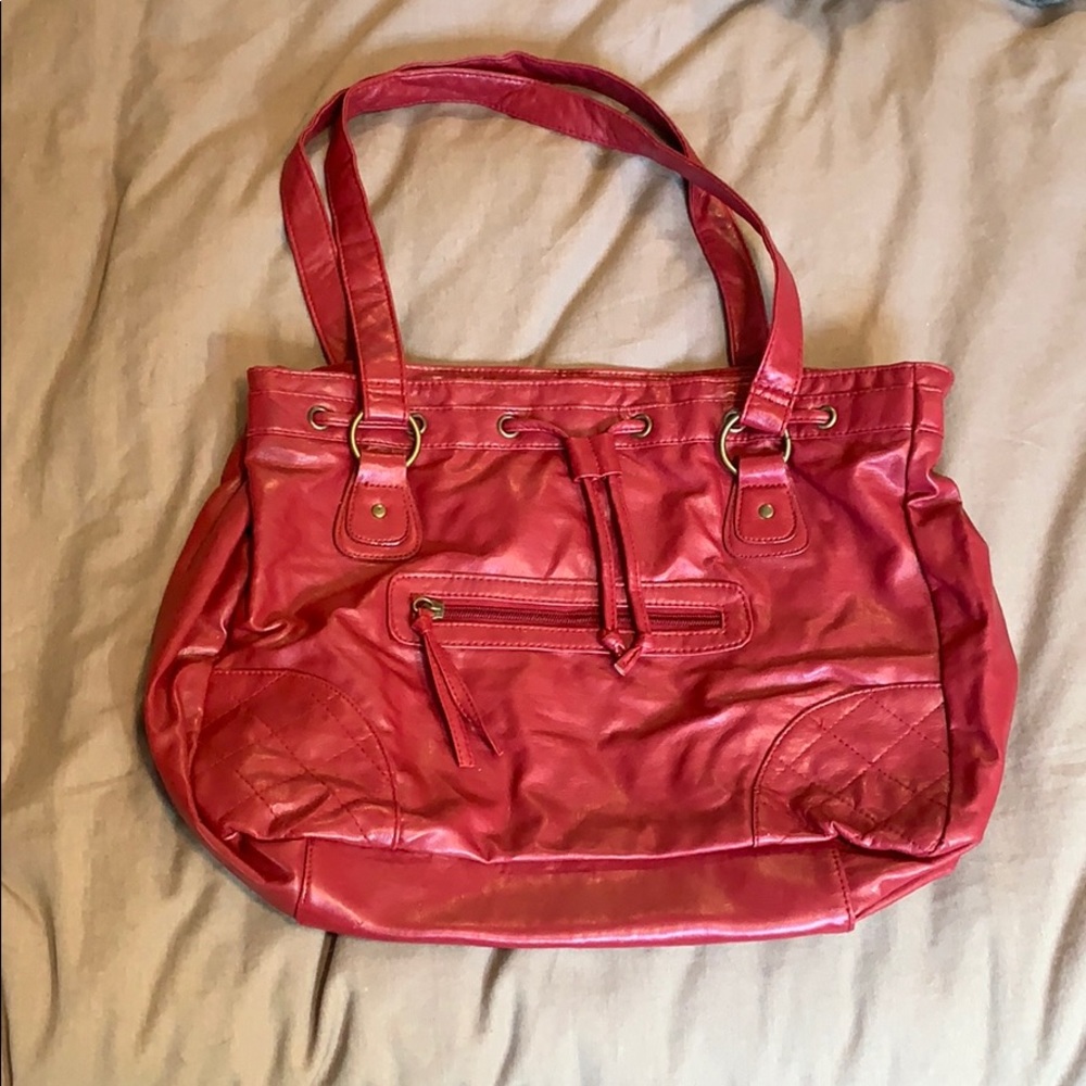 Red Faux Leather Boho Bag